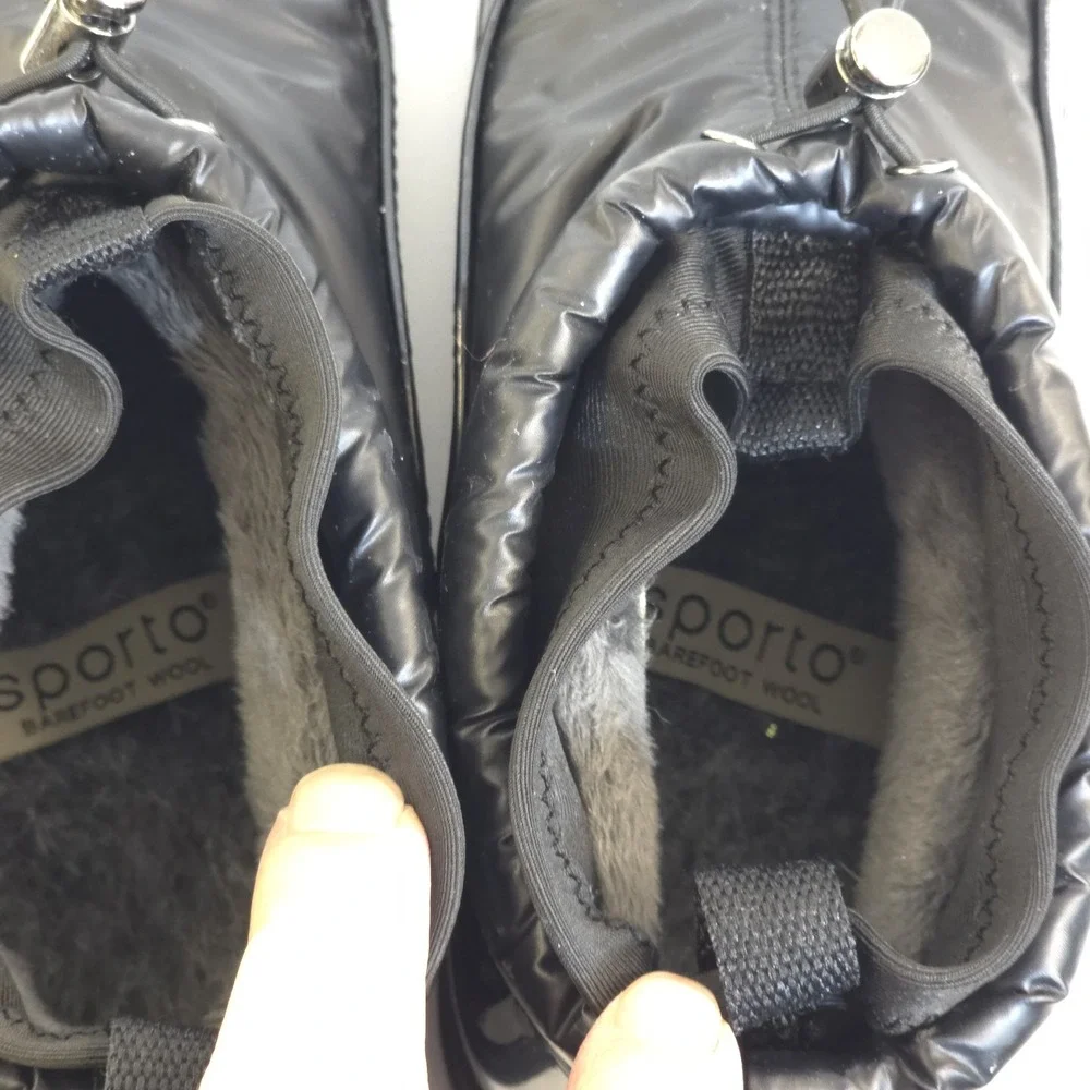 Women's Sporto Insulated Shoes Puffer Booties Wool‎ Fur Size 6M Black